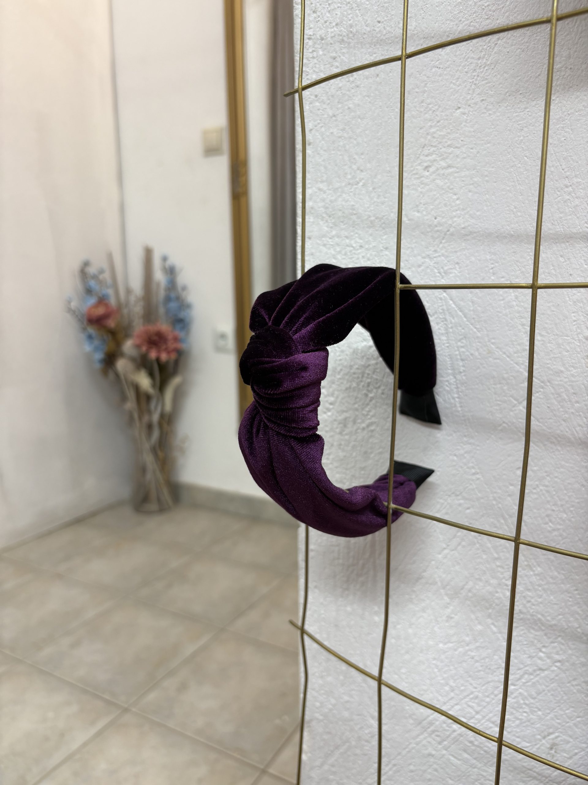 image00007 Σκούρο μόβ Βελουτέ Στέκα με Κόμπο - Image 1