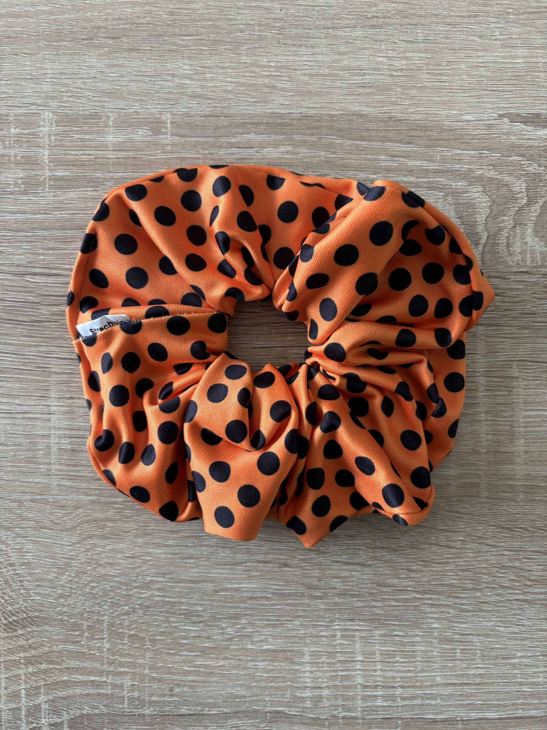image00001 (7) Orange Black Dots Scrunchie - Image 1
