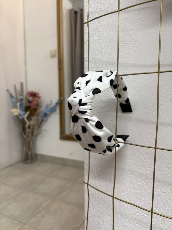 White & Black Dots Στέκα με Κόμπο